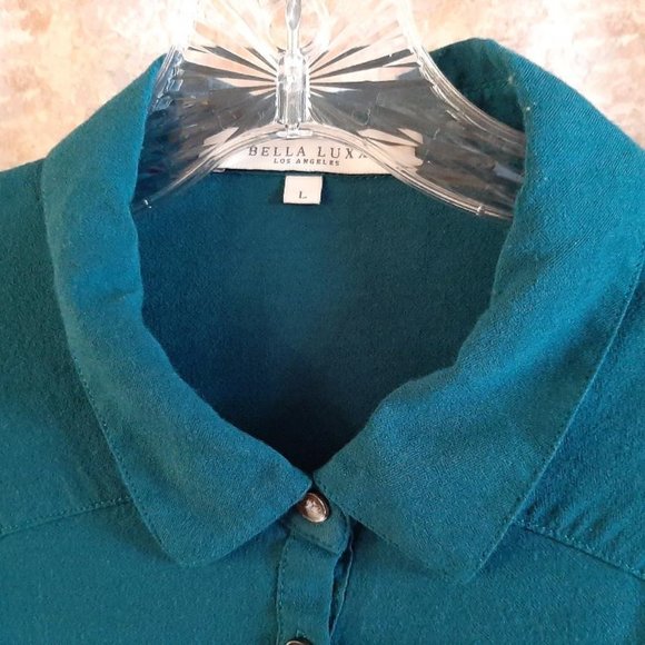 Teal Bella Lux button-down long sleeve Large - Picture 2 of 3